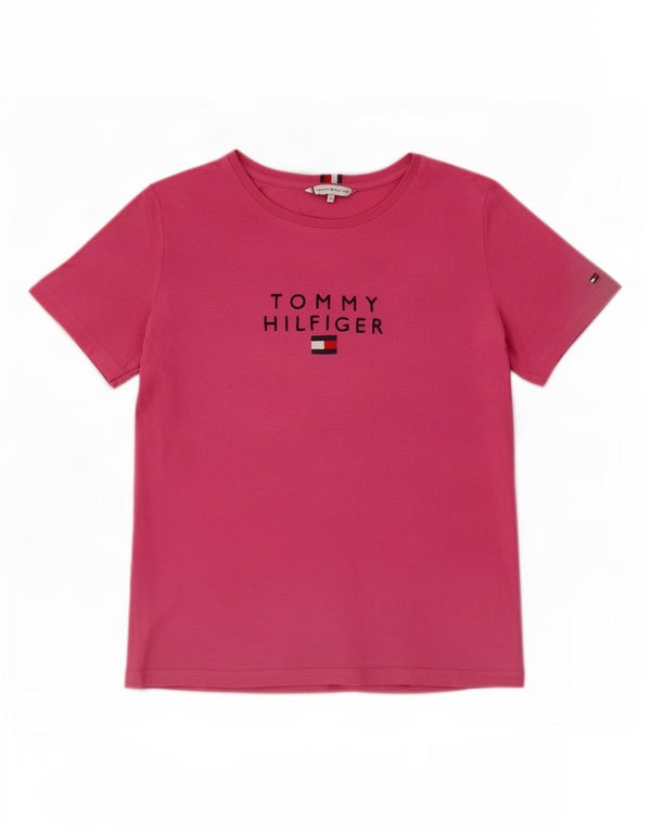 Tommy Hilfiger Dame Grafisk T-Shirt Top UK 14 Medium Pink