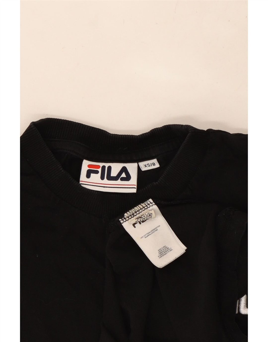 FILA T-shirt top til kvinder UK 6 XS Sort bomuld