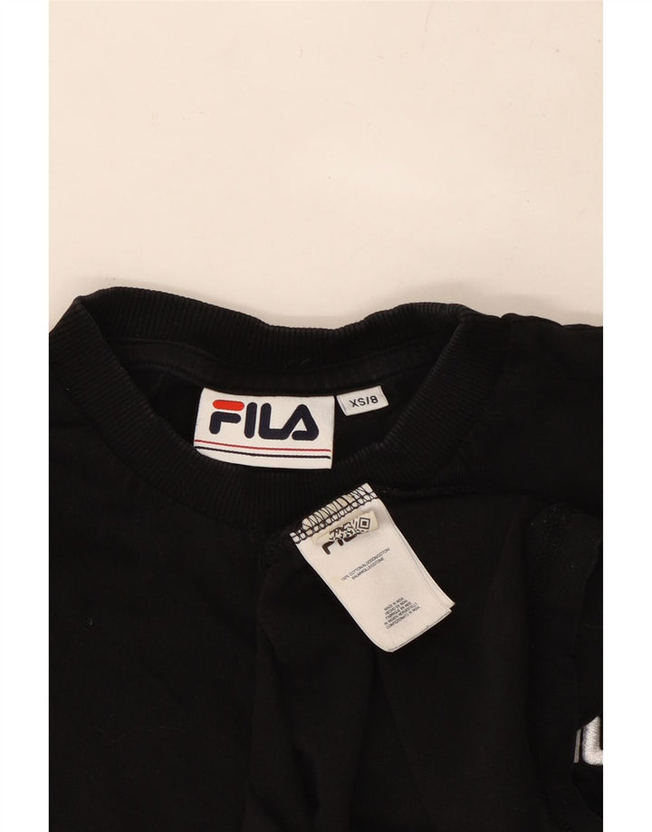 FILA T-shirt top til kvinder UK 6 XS Sort bomuld