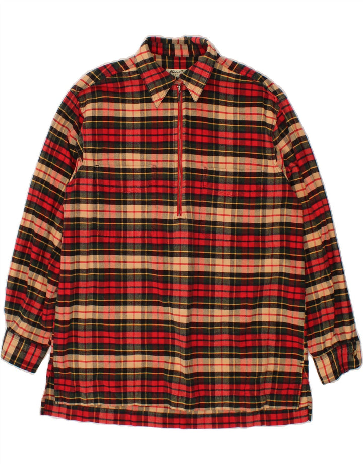 EDDIE BAUER Womens Longline Pullover Shirt UK 14 Medium Red Check Cotton Vintage Eddie Bauer and Second-Hand Eddie Bauer from Messina Hembry 