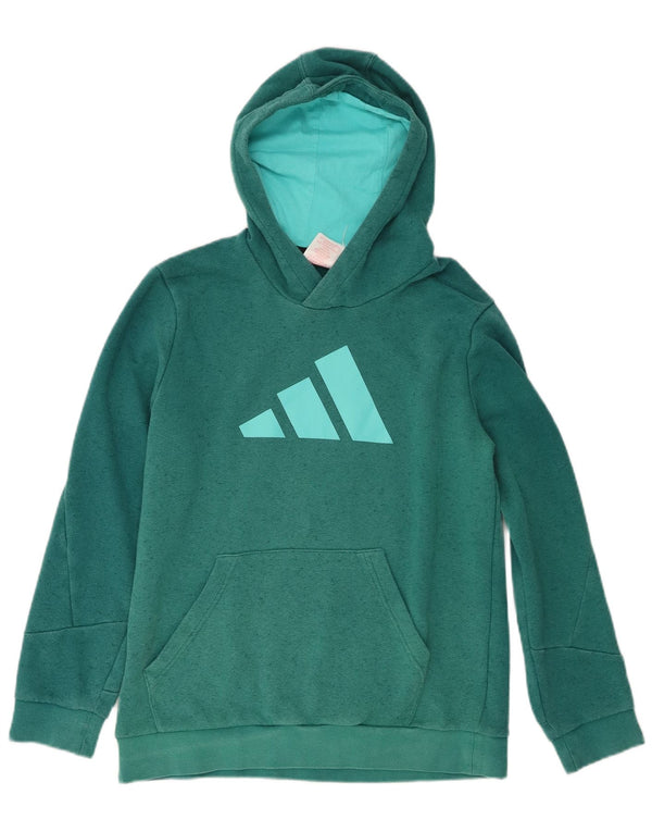 Adidas grafisk hættetrøje til drenge 13-14 år grøn flækket bomuld