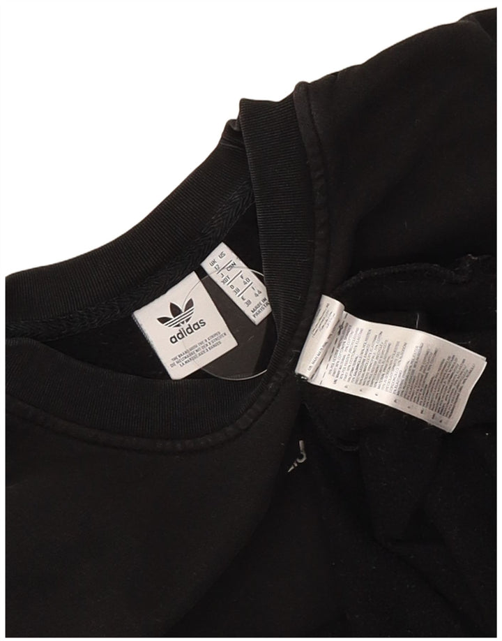 Adidas Dame Longline Graphic Sweatshirt Jumper UK 12 Medium Sort Bomuld
