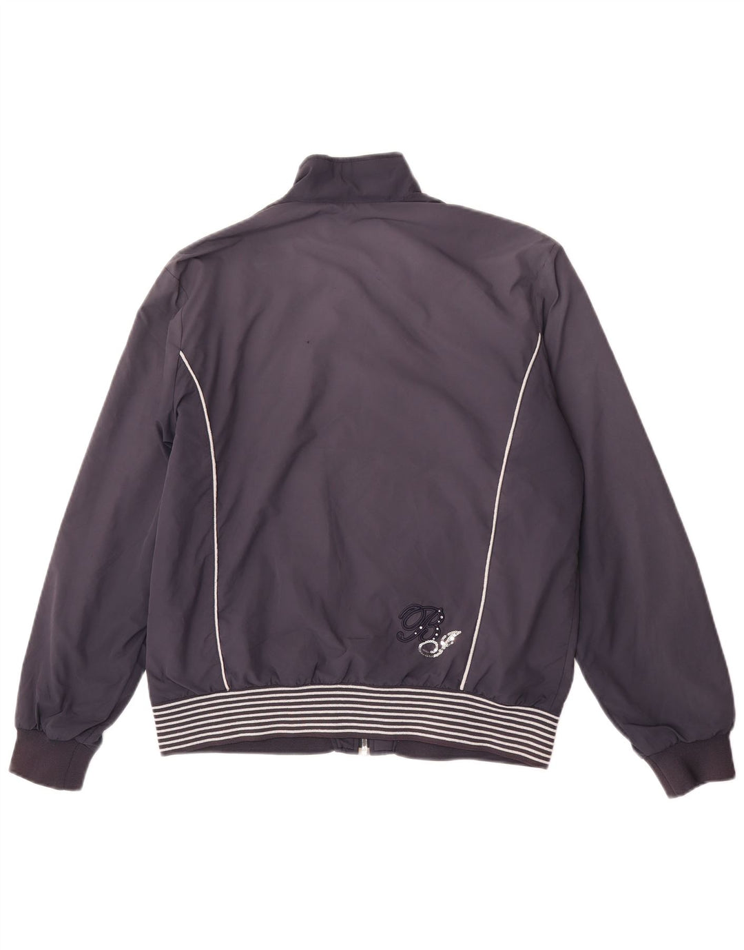 Fila Womens Bomber Jacket UK 18 XL Navyblå stribet polyester