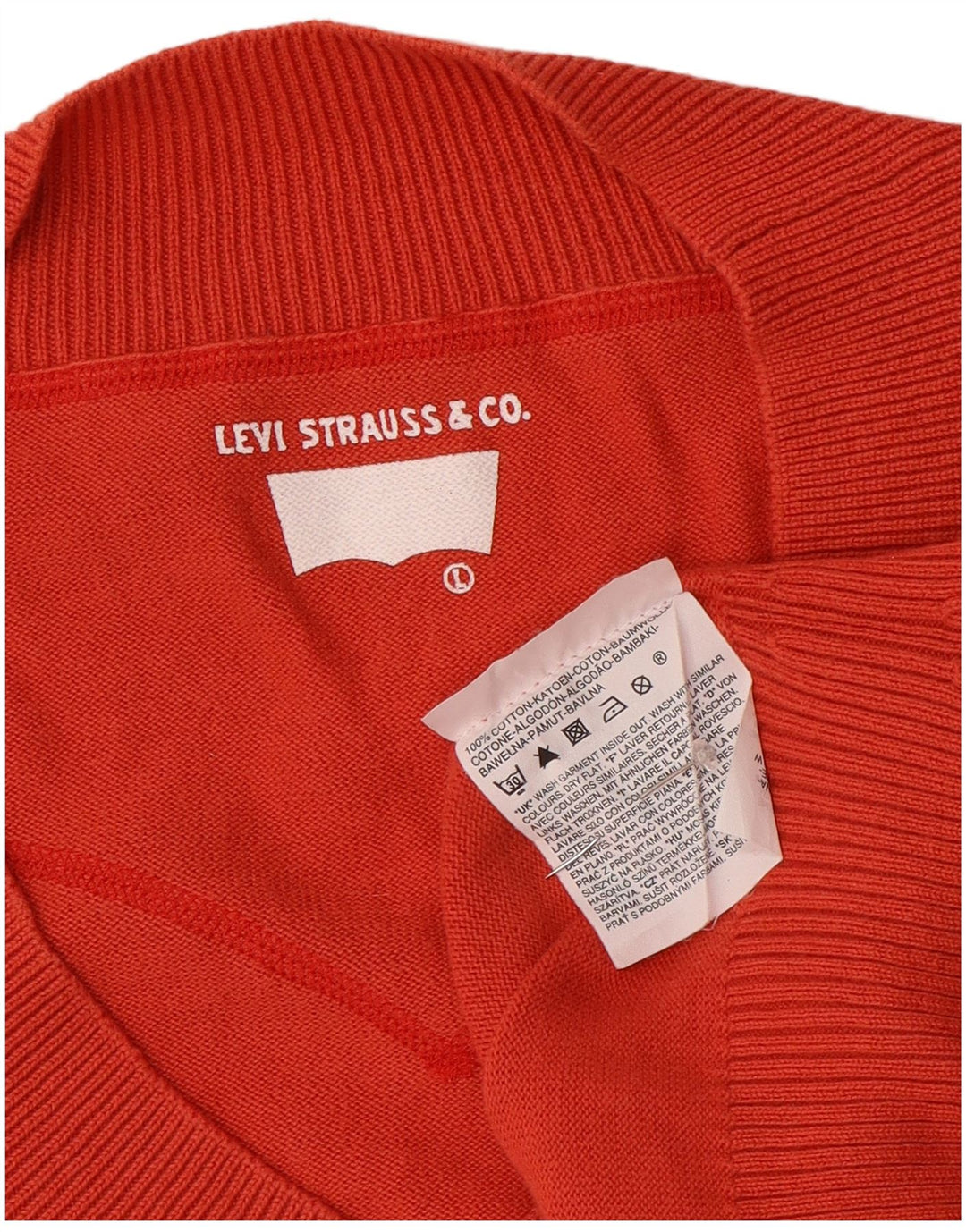 Levi's Dame V-hals sweater UK 16 Stor Orange Bomuld
