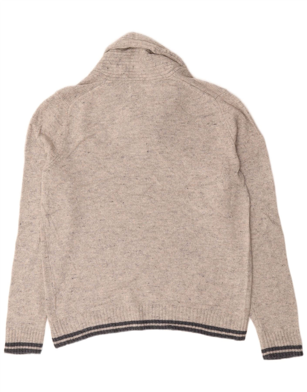 Marks & Spencer Herre Shawl Neck Jumper Sweater Large Grey Flecked Lammeuld