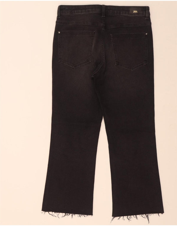 Zara Womens Crop Bootcut Jeans EU 42 Large W32 L26 Black Bomuld