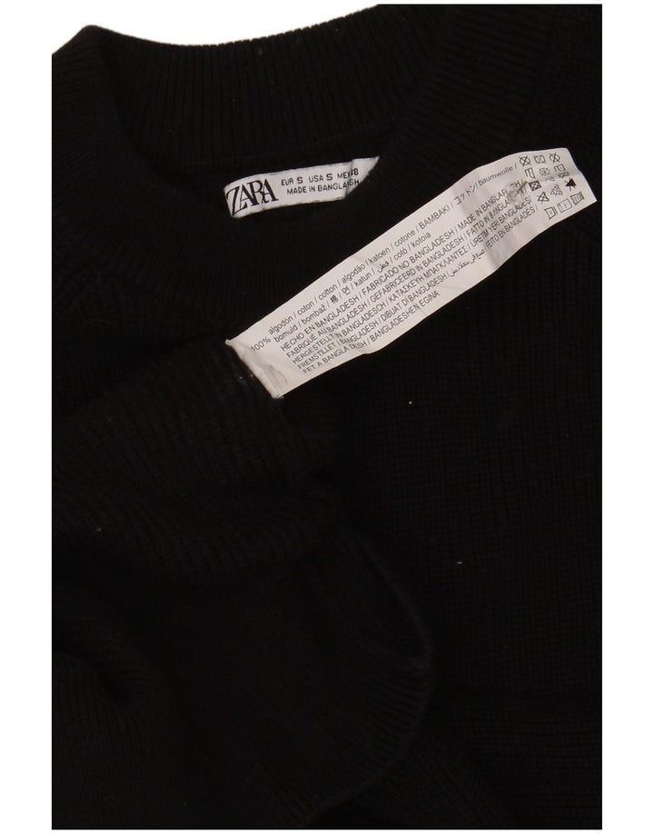 Zara Herre sweater med rund hals, lille sort bomuld