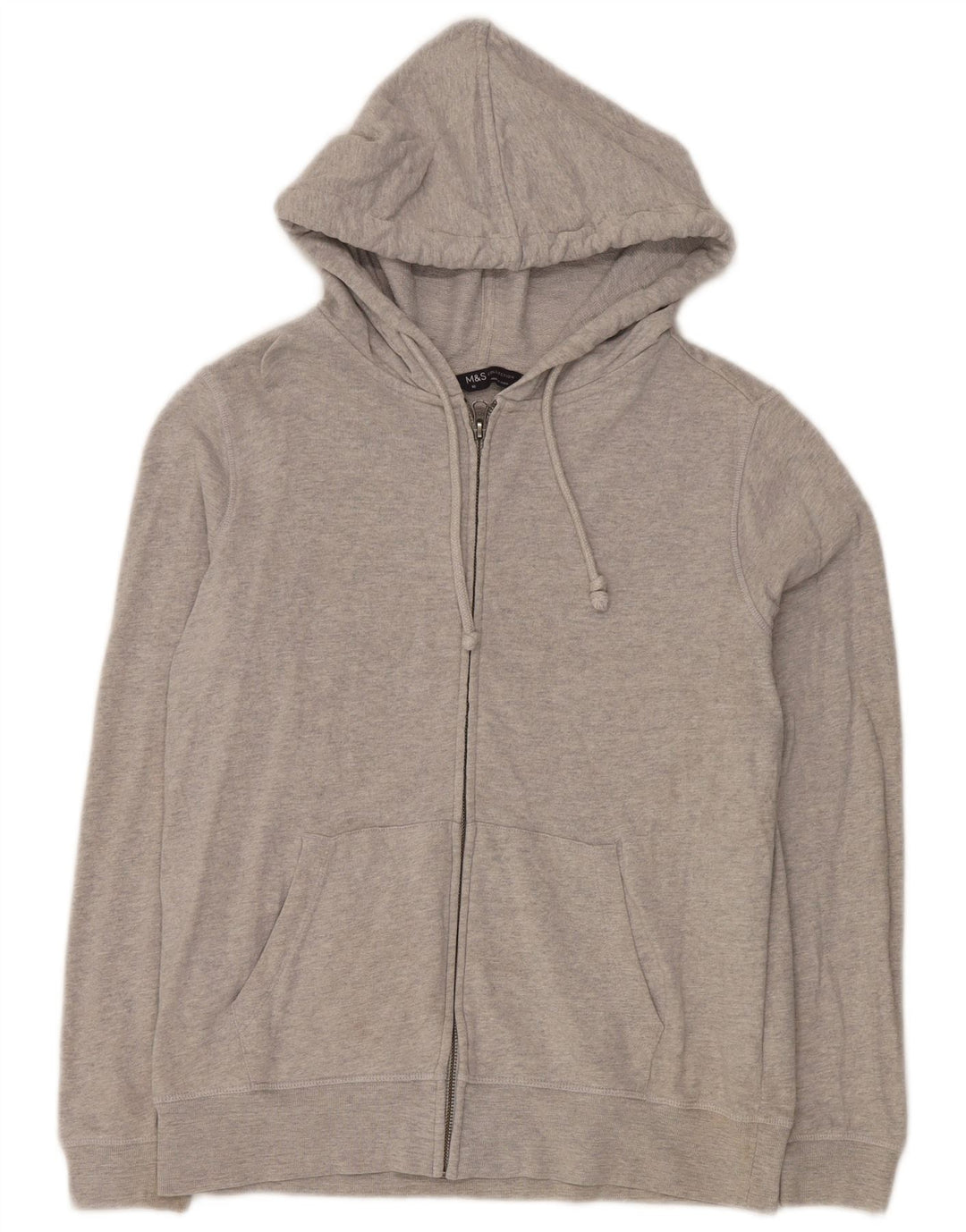 Marks & Spencer Dame Oversized hættetrøje med lynlås UK 10 Small Grey Bomuld