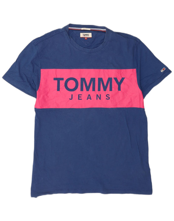 Tommy Hilfiger Herre Grafisk T-Shirt Top XL Navy Blue Colourblock
