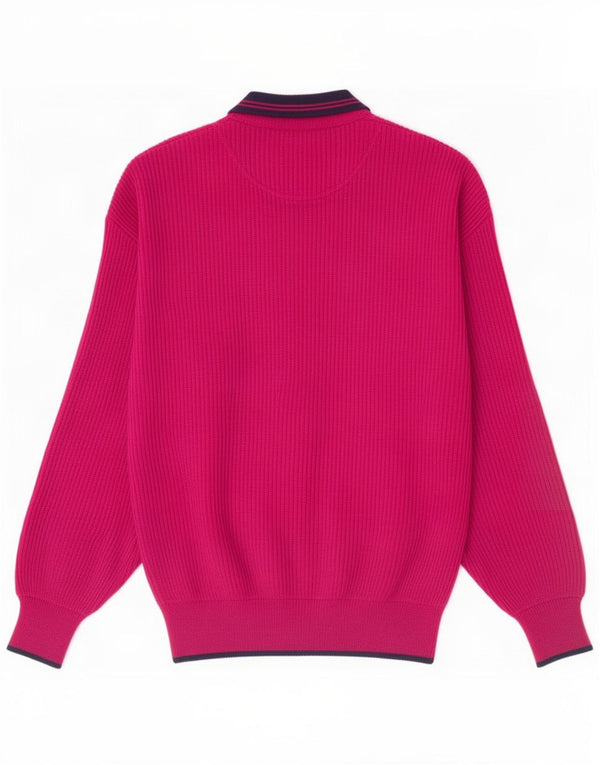 Vintage Herre Polo Neck Jumper Sweater IT 52 Stor Pink Virgin Wool