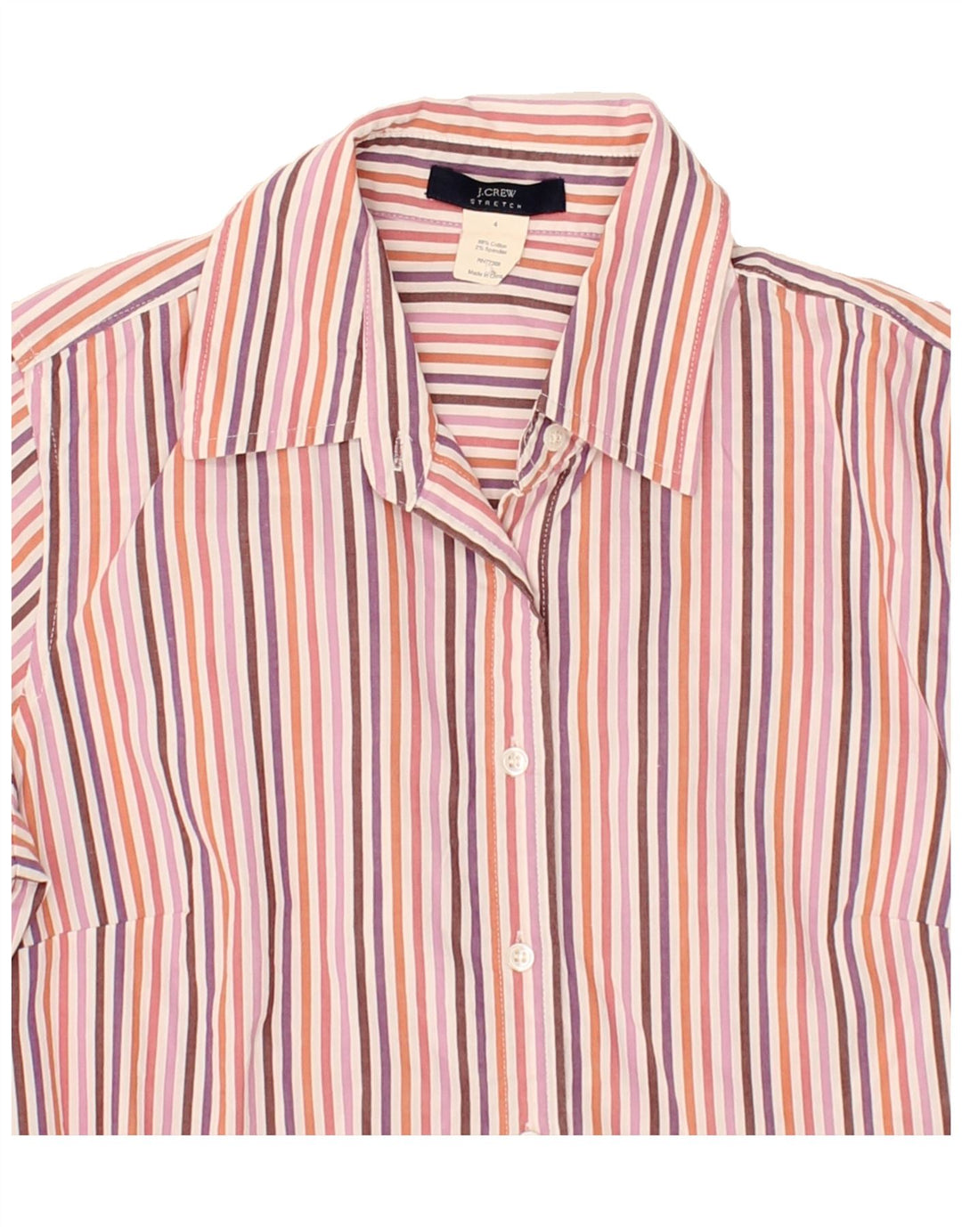 J. CREW Womens Stretch Oversized Shirt US 4 Small Pink Striped Cotton Vintage J. Crew and Second-Hand J. Crew from Messina Hembry 