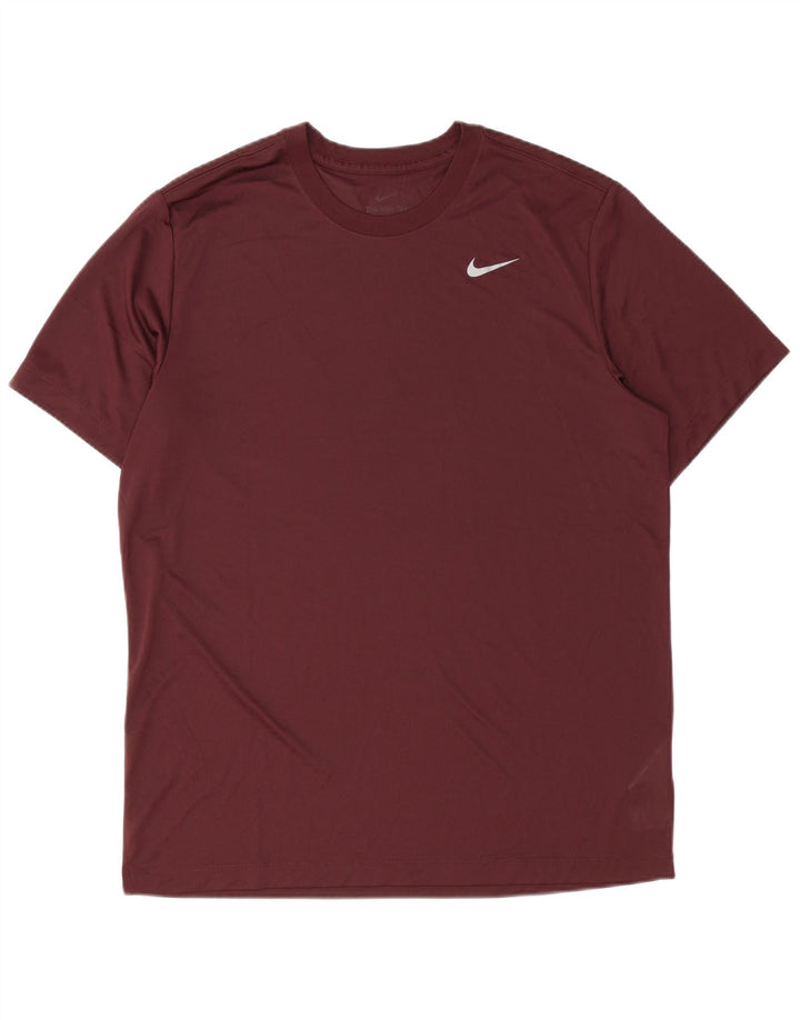 Nike Herre Dri Fit T-Shirt Top Stor Burgundy Polyester