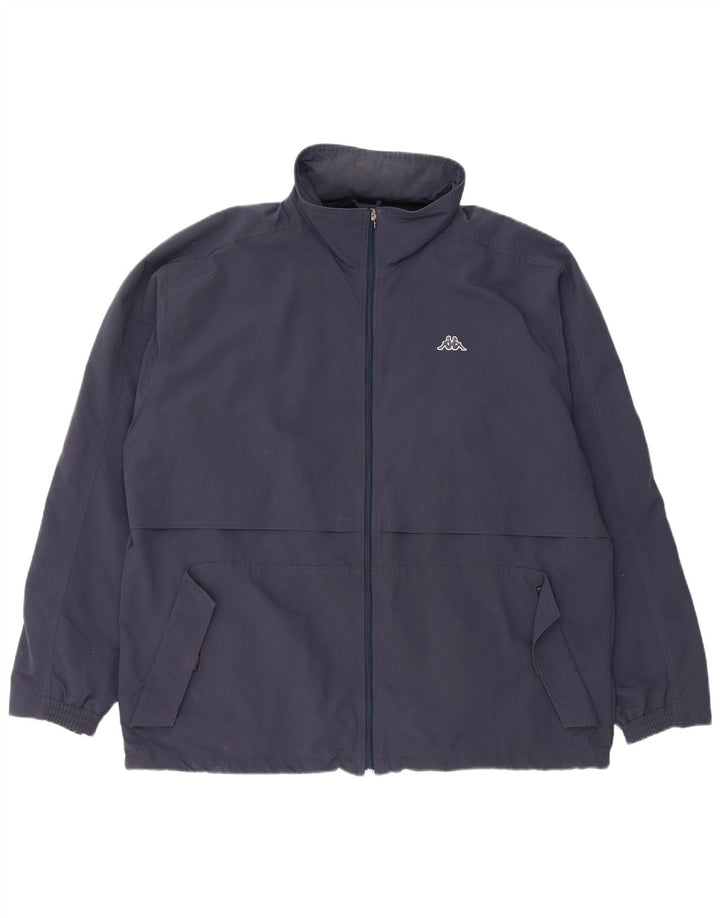 KAPPA Regnjakke med hætte til mænd UK 42 XL Marineblå polyamid
