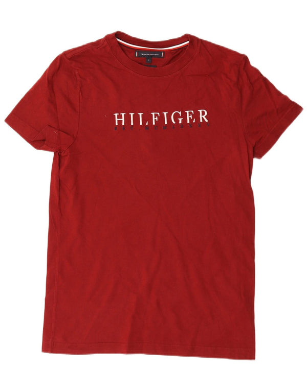 Tommy Hilfiger Herre grafisk T-shirt Top Lille Bourgogne bomuld