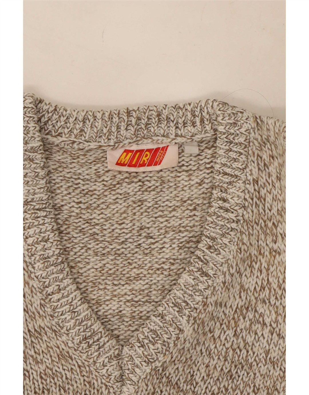 Vintage Herre V-hals sweater XL Brun Flecked Uld