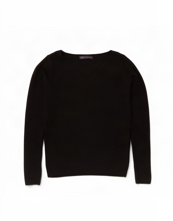 Marks & Spencer Dame V-hals sweater UK 10 Small Black Acryl