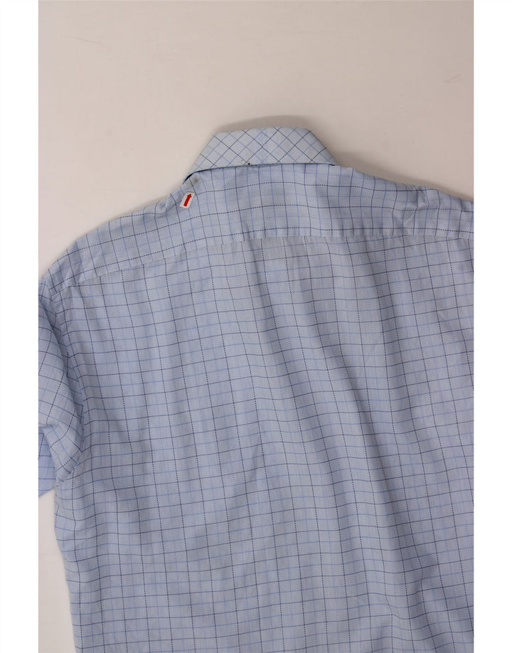 PIERRE CARDIN Mens Shirt Size 41 Medium Blue Check Polyester Vintage Pierre Cardin and Second-Hand Pierre Cardin from Messina Hembry 