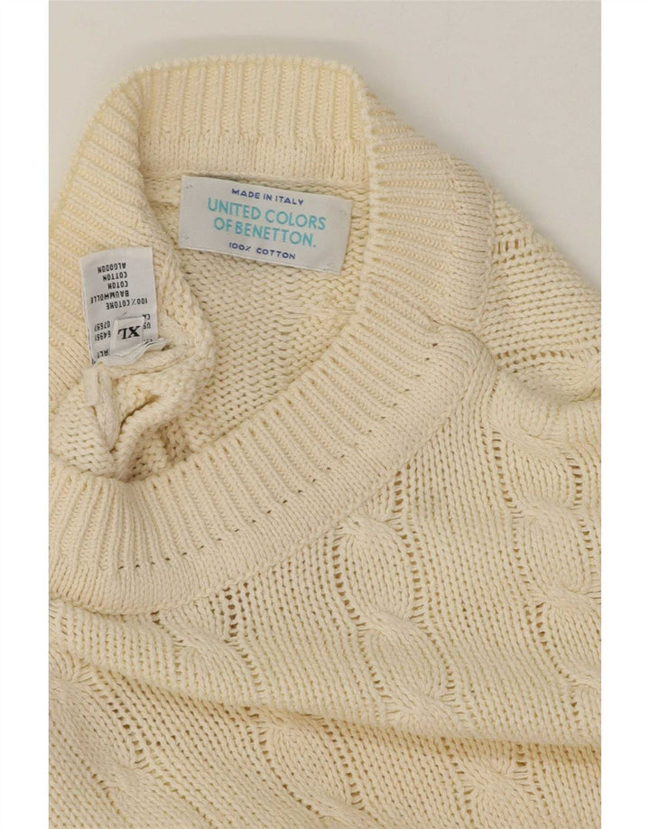 Benetton Herre sweater med rund hals XL Beige bomuld