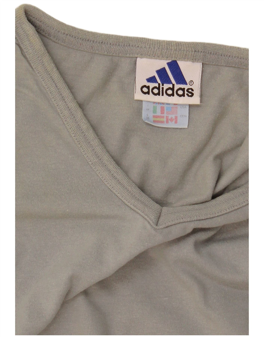 Adidas Dame T-Shirt Top UK 12 Medium Grå Bomuld