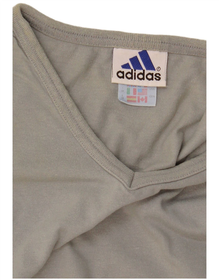 Adidas Dame T-Shirt Top UK 12 Medium Grå Bomuld