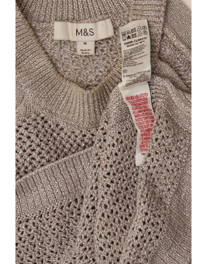 Marks & Spencer Hæklet Crop Top til kvinder UK 12 Mellemgrå Flecked Bomuld