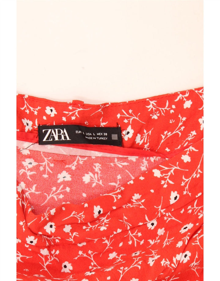ZARA Womens Skort UK 14 Large Red Floral