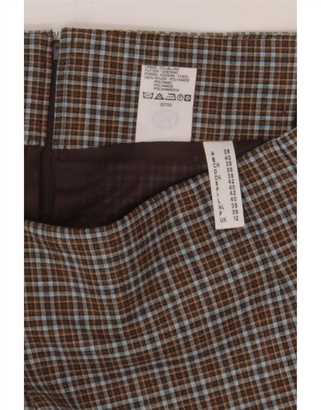 YESSICA Womens Pencil Skirt UK 12 Medium W28  Brown Check Wool Vintage Yessica and Second-Hand Yessica from Messina Hembry 