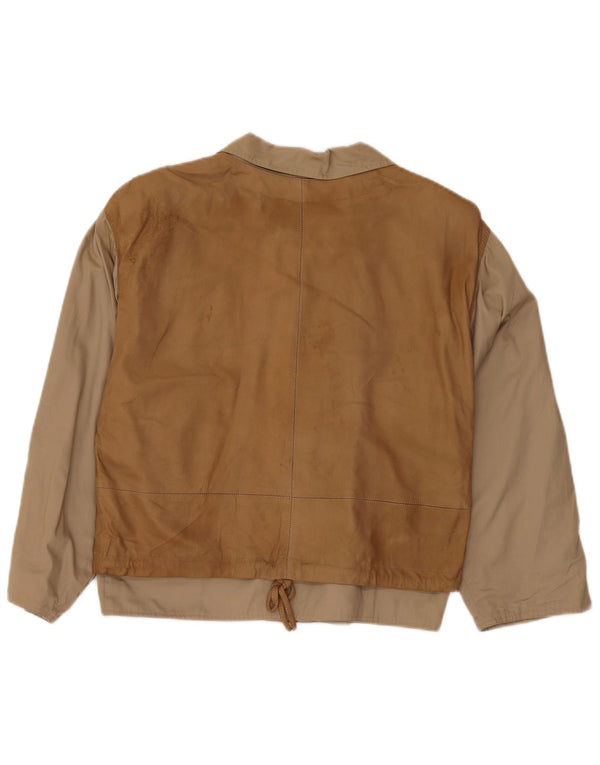 BELFE Dame Loose Fit Jacket IT 44 Medium Beige Colourblock Læder