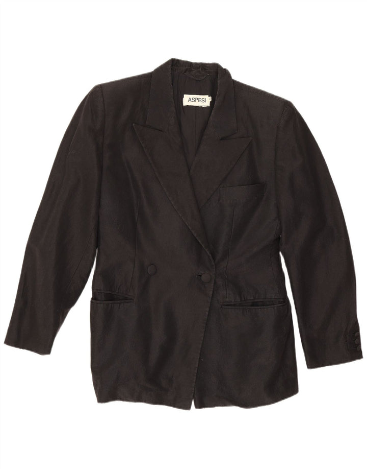Aspesi Dame Dobbeltradet Blazer Jacket IT 42 Medium Sort Uld