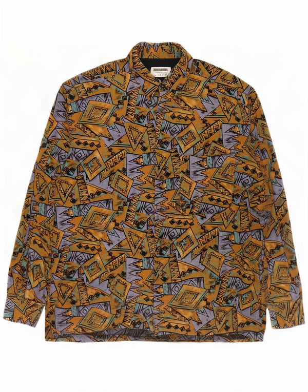 Vintage herre fløjlstrøje XL flerfarvet geometrisk