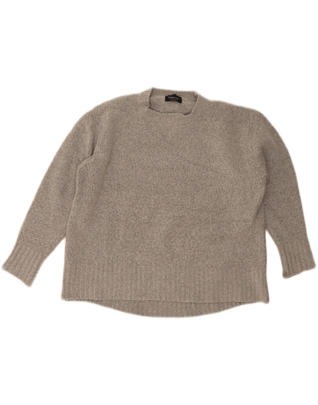 Zara Dame Oversized Crew Neck Jumper Sweater UK 10 Small Grey