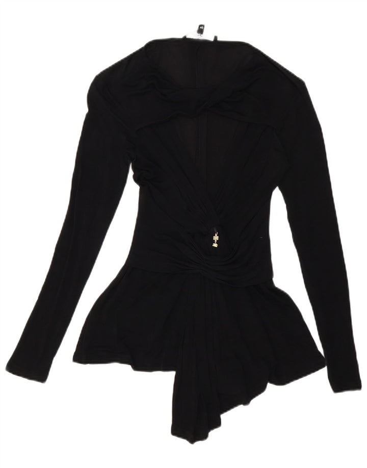 Elisabetta Franchi Dame Langærmet Bluse Top IT 40 Small Black Cupro