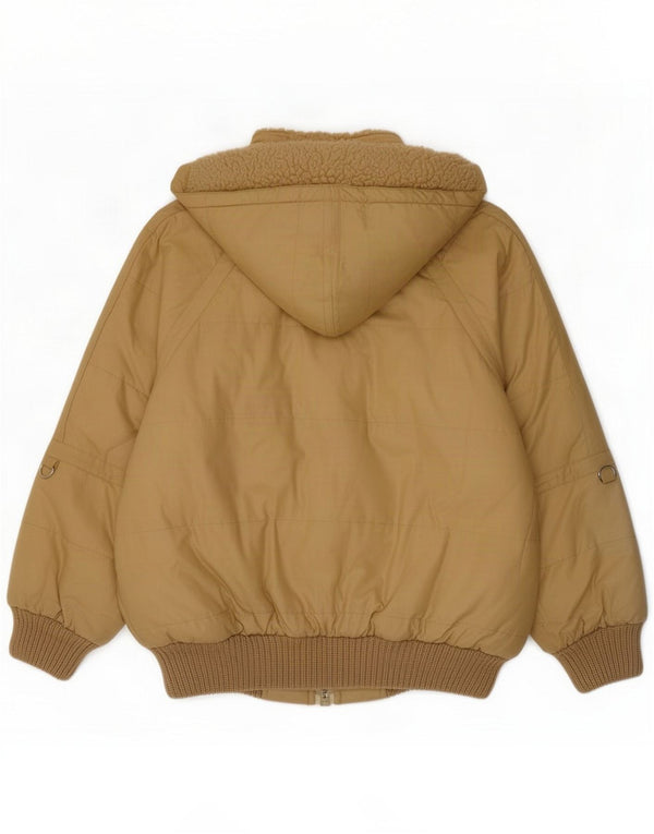 Vintage Sherpa-jakke med hætte til mænd UK 40 Large Beige Polyester