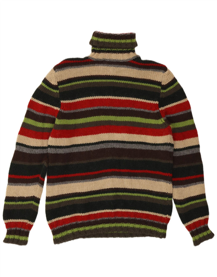 Sisley Herre rullehals sweater mellemgrøn stribet uld