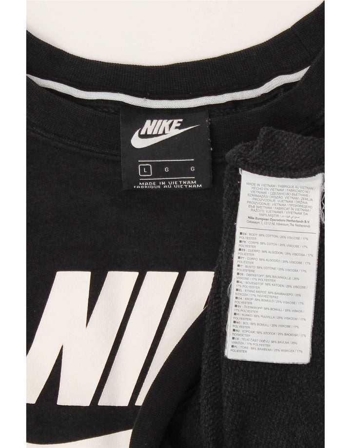 Nike Dame Grafisk Sweatshirt Jumper UK 16 Stor sort bomuld