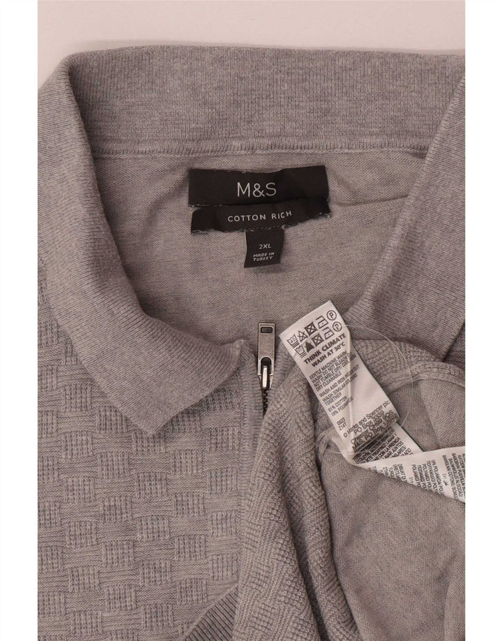 Marks & Spencer Herre Polo Neck Jumper Sweater 2XL Grå Bomuld