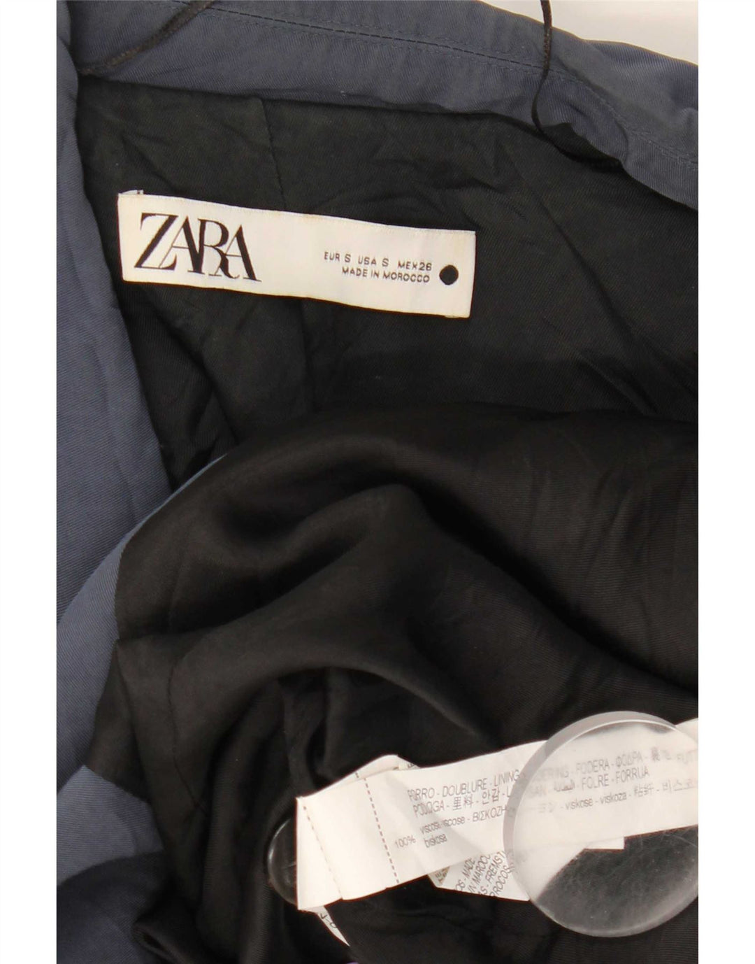 Zara Dame 1 Knap Oversized Blazer Jacket UK 10 Small Navy Blue Viscose