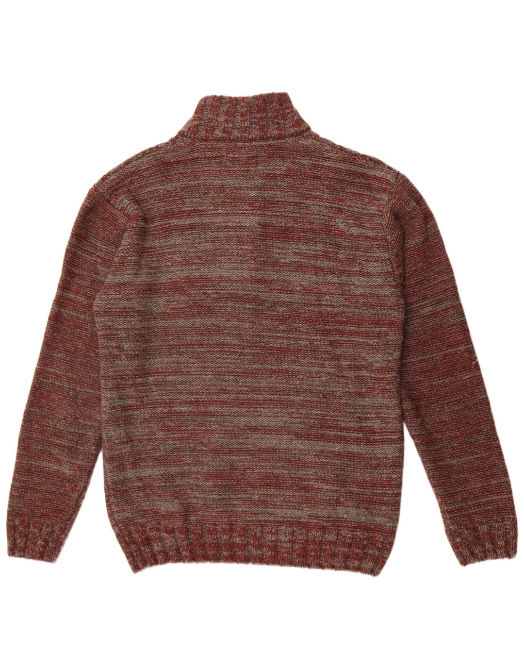Joe Browns Herre Button Neck Jumper Sweater Large Maroon Flecked Acryl