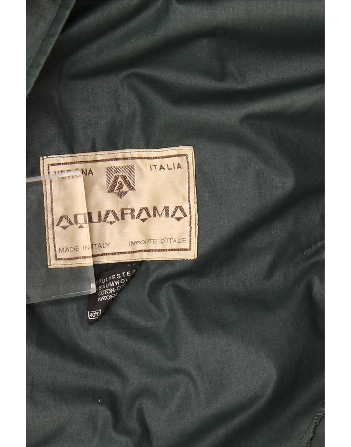 AQUARAMA Womens Trench Coat UK 14 Medium Green Polyester