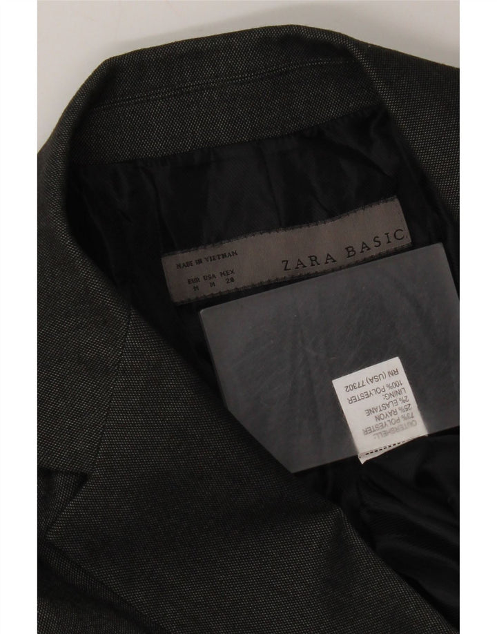Zara Dame 1 Knap Blazer Jacket UK 12 Medium Grey Polyester