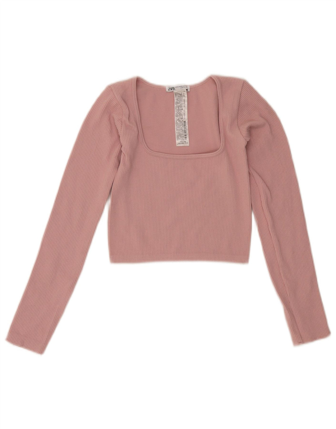 Zara Womens Crop Top Langærmet UK 4 XS Pink Polyamid