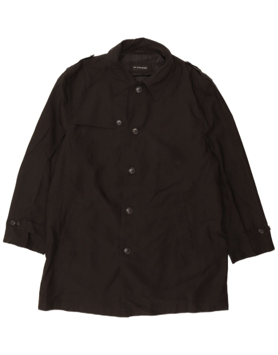 MARKS & SPENCER Mens Autograph Trench Coat UK 42 XL Black