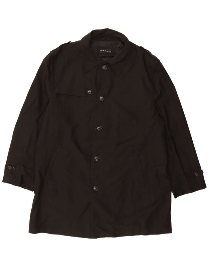 MARKS & SPENCER Mens Autograph Trench Coat UK 42 XL Black