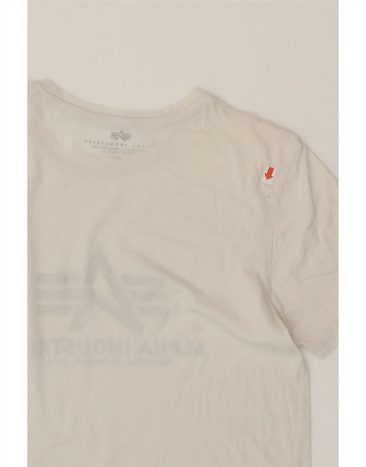 ALPHA INDUSTRIES Mens Graphic T-Shirt Top Medium White Cotton Vintage Alpha Industries and Second-Hand Alpha Industries from Messina Hembry 