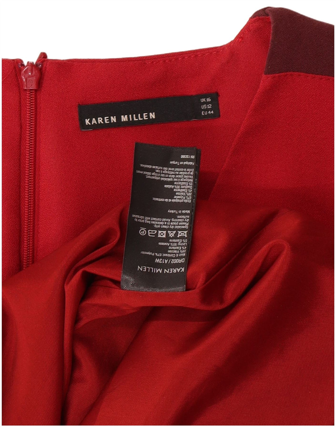 KAREN MILLEN Womens Sheath Dress UK 16 Large Red Colourblock Polyester