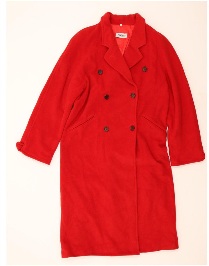 VINTAGE Womens Loose Fit Double Breasted Coat IT 42 Medium Red Wool Vintage Vintage and Second-Hand Vintage from Messina Hembry 