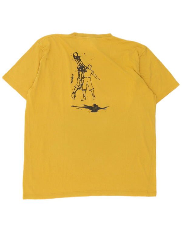 Nike Herre Dri Fit Grafisk T-Shirt Top XL Gul Bomuld