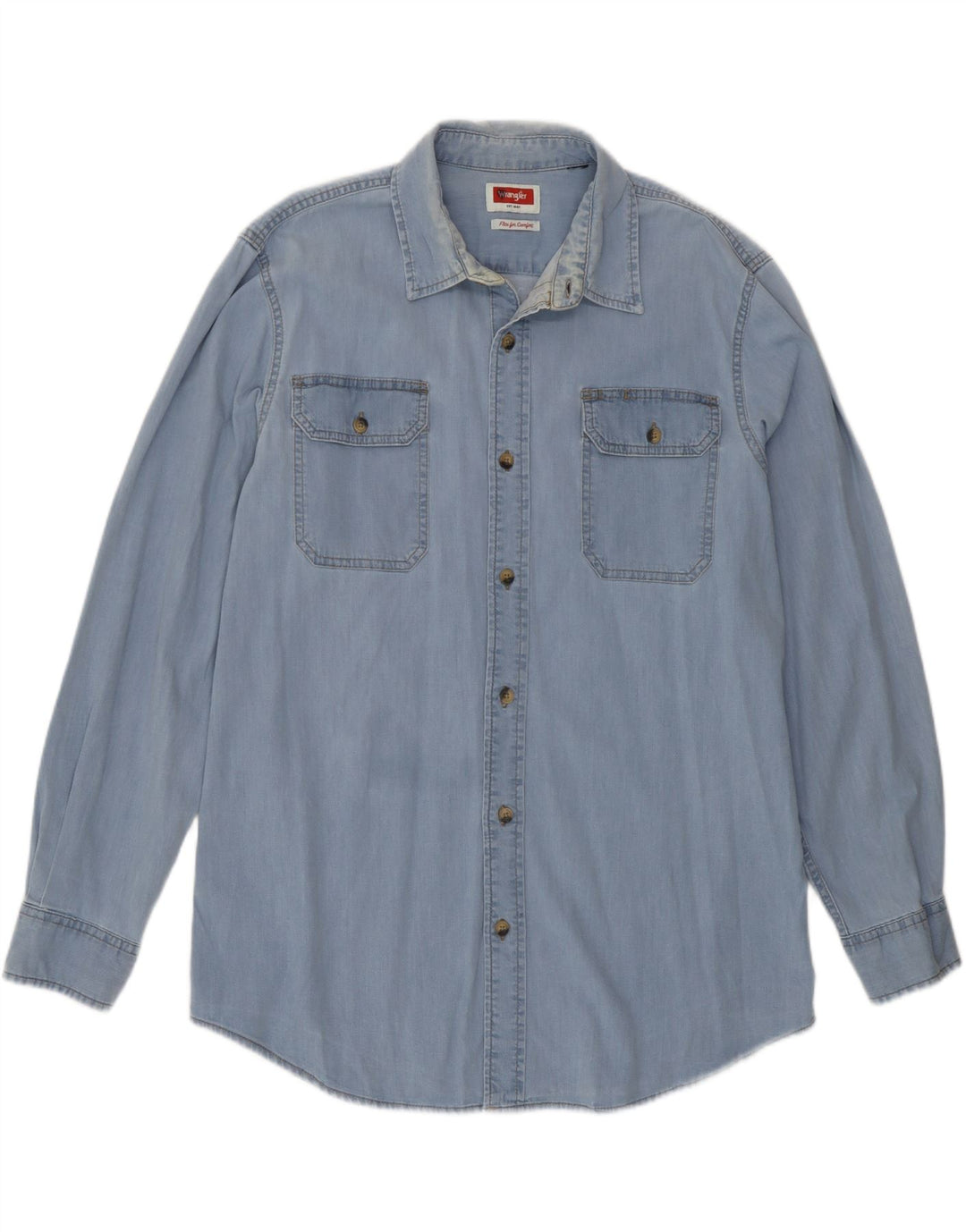 Wrangler Denimskjorte til mænd, stor blå