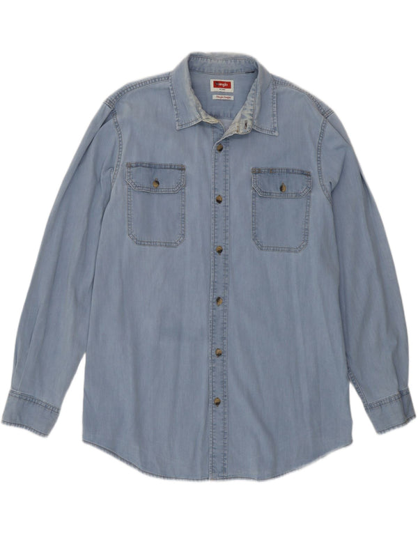 Wrangler Denimskjorte til mænd, stor blå
