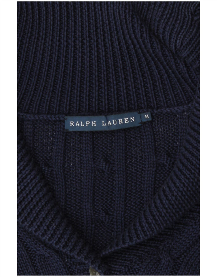 Ralph Lauren Dame Cardigan Sweater UK 14 Medium Navy Blue